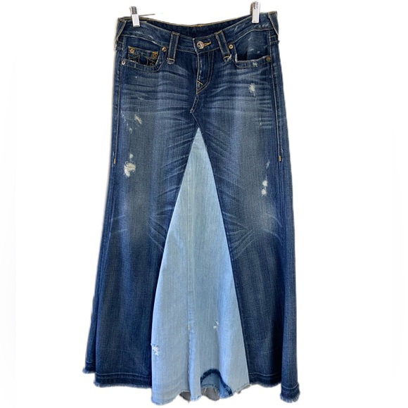 True Religion Skirts Religion Maxi Distress Jean Skirt Size 3 Waist Poshmark